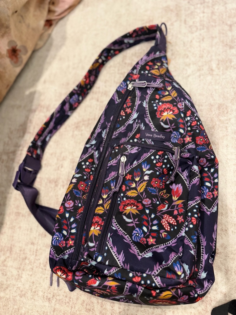 Vera Bradley Navy Purple Floral Crossbody Sling
